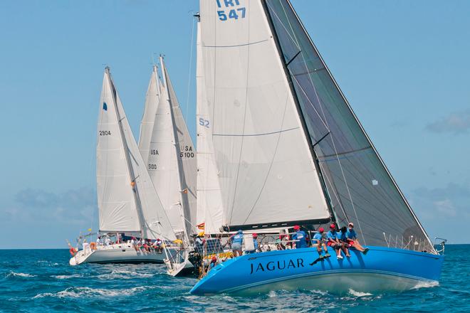 Cruising 1 Start - Jaguar in foreground then Eagles Wings & Chao Lay - Island Water World Grenada Sailing Week 2014 © Grenada Sailing Week/Derek Pickell